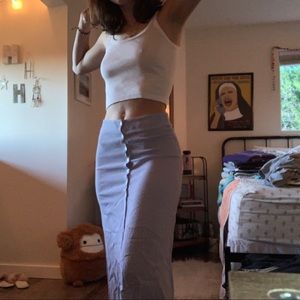 Ditsie floral print blue button front midi skirt